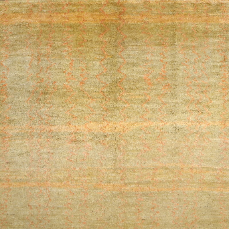 Tapis jaune/gris contemporain, Carré 7 pi