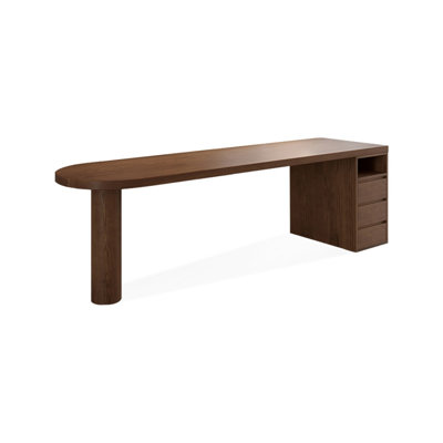 Bureau double caisson en bois massif clair avec tiroirs