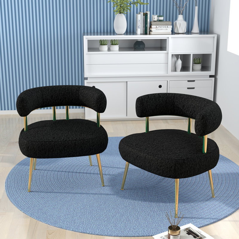 Upholstered Barrel Chair, Black