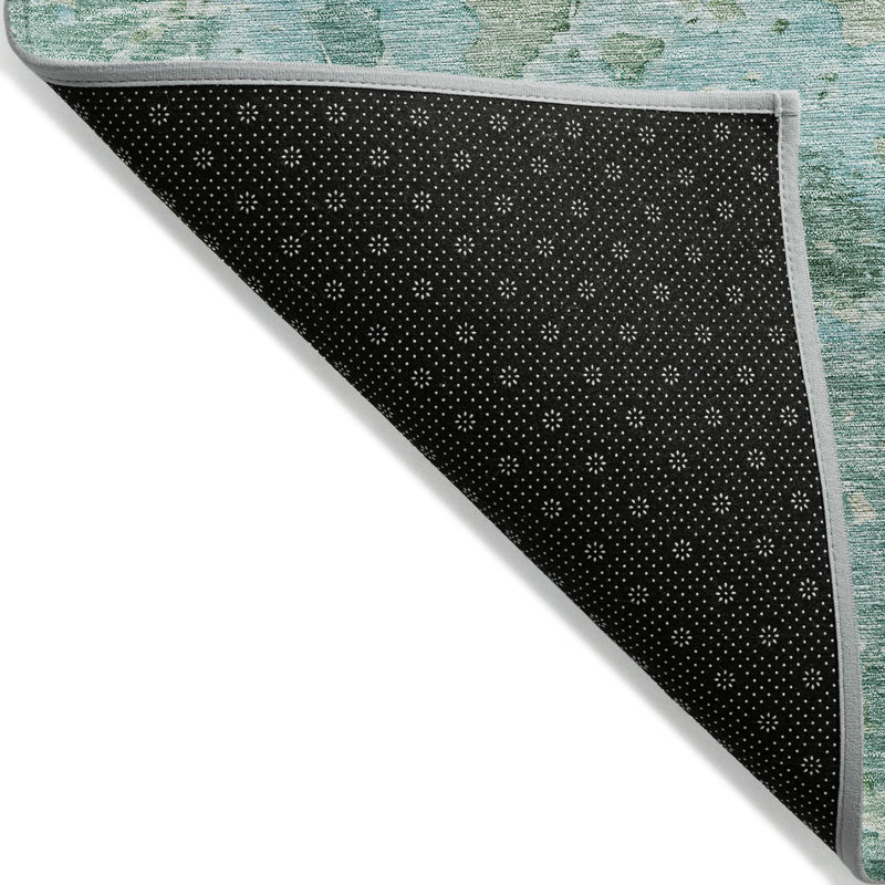 Tapis émeraude intérieur / extérieur lavable à la machine Claudian ACN1234, Rectangle 10 pi x 14 pi