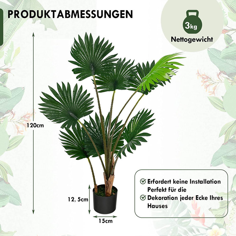 120cm Faux Palm Plant in Pot