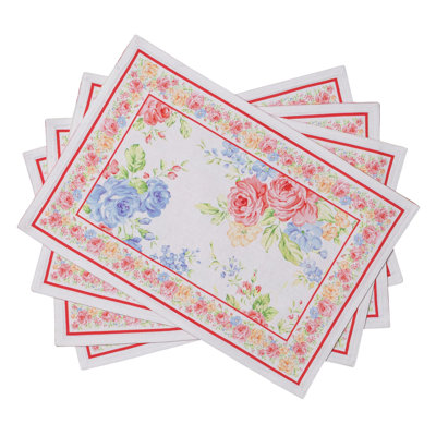 Ensemble de napperons 100 % coton à fleurs vintage Maison d'Hermine 4 - 13 po x 19 po