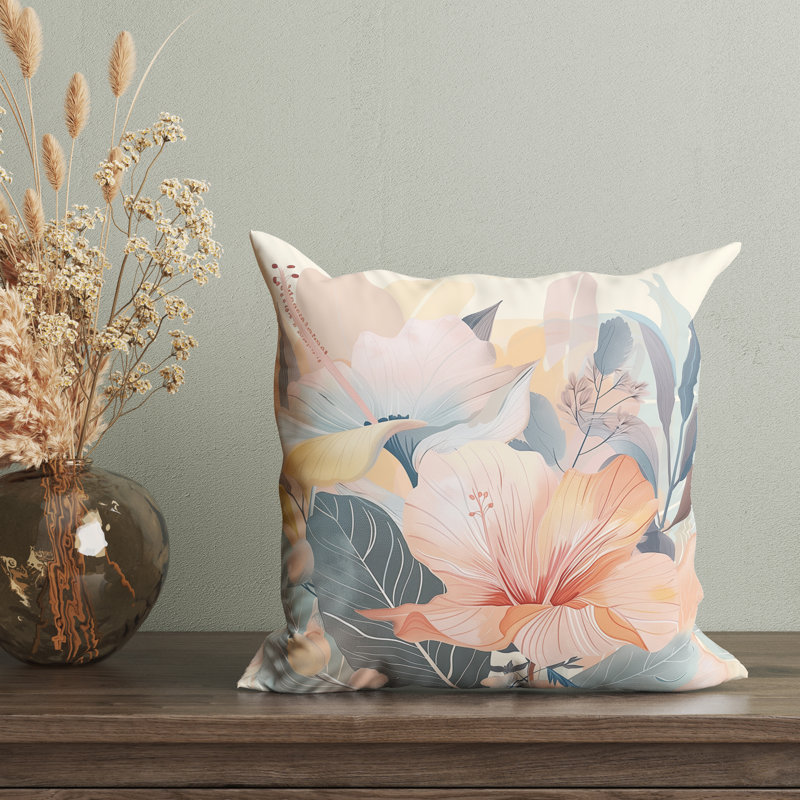 Pastel Jungle Floral Reversible Pillow Cover, 16"H x 16"W
