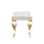 Banc en velours beige avec pieds en cabriole-34833360