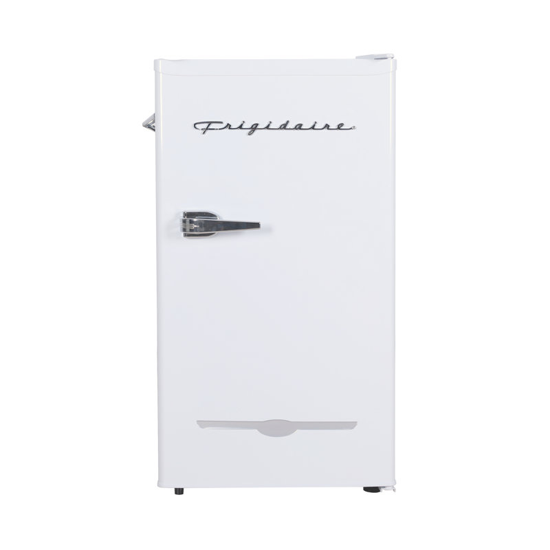 Frigidaire Pi. Réfrigérateur compact rétro avec compartiment refroidisseur, ouvre-bouteille latéral intégré, Blanc