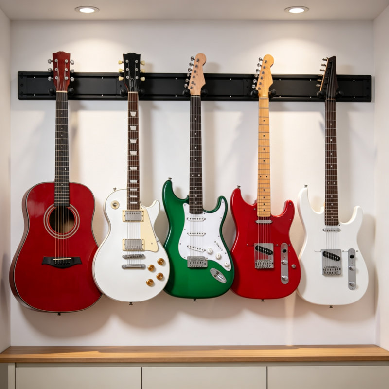 Guitar Wall Mount for Multiple Guitars Adjustable 5 Hangers