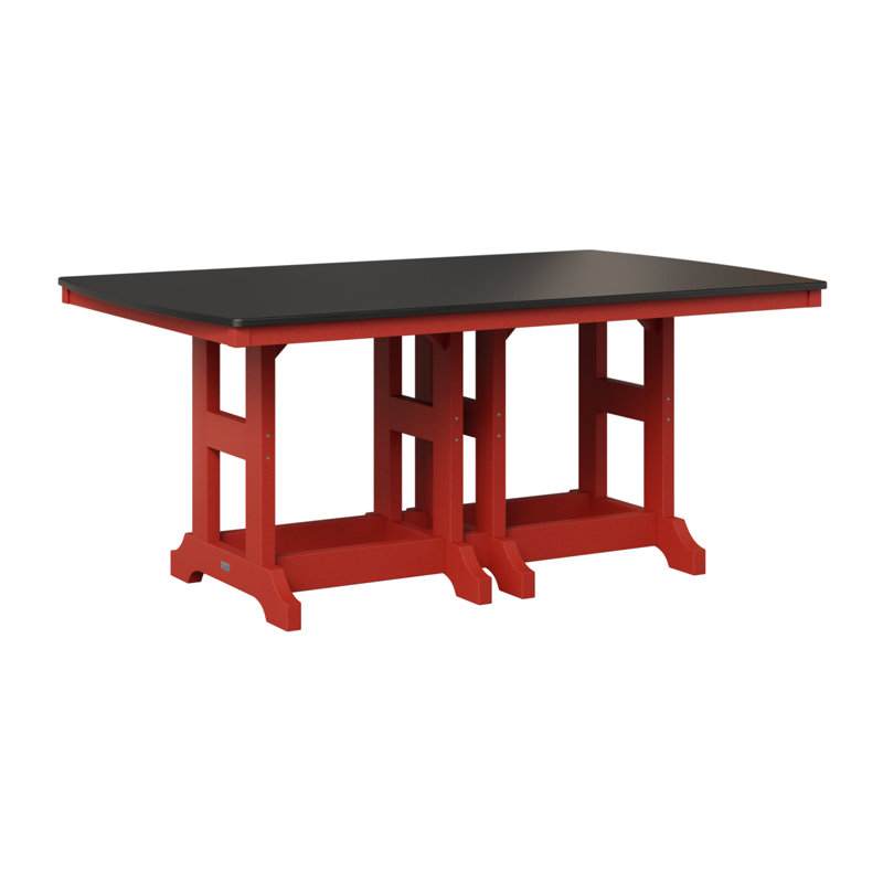 Berlin Gardens Garden Classic Rectangular Bar Table, Hammered Top Black, Scarlet Red, 35.5" H x 72" W x 44" D
