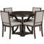 Ensemble 5 pièces de table de salle à manger rétro et table ronde avec 4 chaises rembourrées, extensible-923338015