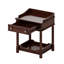Table de chevet de style rétro avec tiroir et tablette ouverte pour la chambre à coucher, table de chevet avec pieds tournés et poignée en métal, noyer-878192329