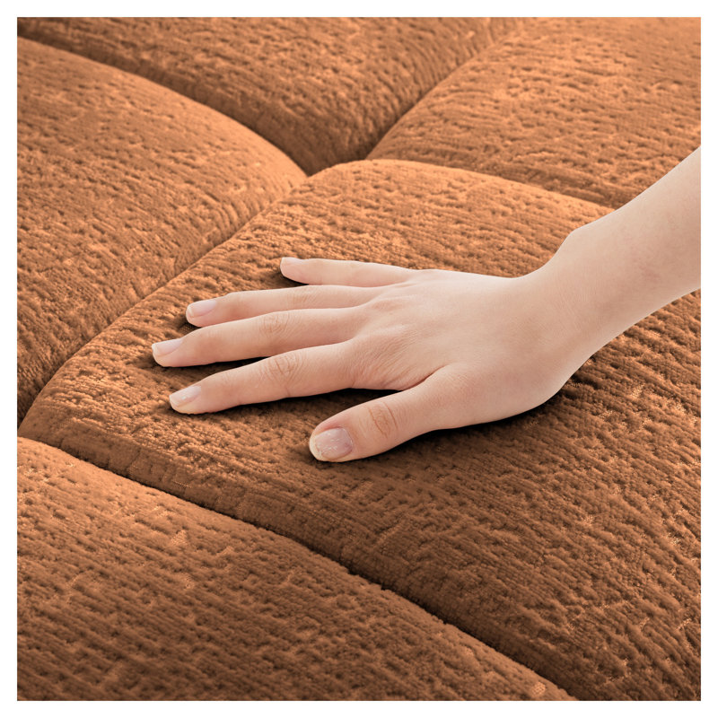 Ensemble de canapé modulaire orange brûlé 4 places avec 2 repose-pieds, salon en chenille de qualité supérieure, Orange