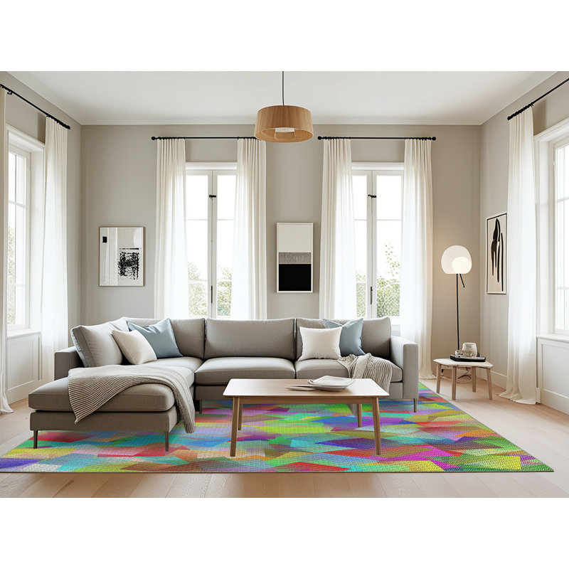 Tapis motif rose/vert/bleu, Rectangle 8 pi x 10 pi