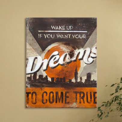 « dreamsto » par rodney’s blanc rétro, affiche sur toile tendue, H 32 po x l 24 po x P 1,5 po