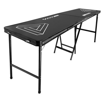 Table à bière portative de 8 pieds, table pliante surélevée de 36 pouces, poignées de transport et 6 balles de ping-pong, table de hayon légère pour le bureau, la fête, le voyage et le camping, noir