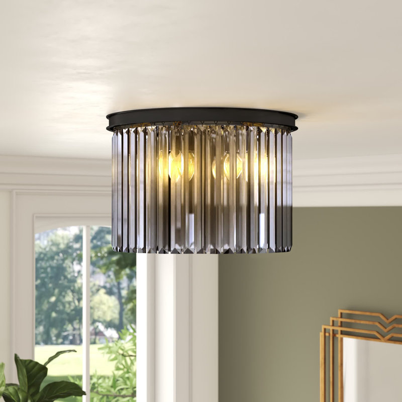 Yazmin Flush Mount, Gray, Matte Black