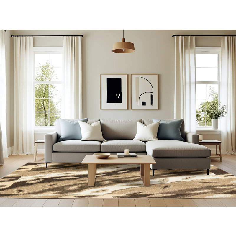 Tapis décoratif multicolore à motif abstrait, Rectangle 6 pi x 9 pi