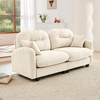 Chenille loveseat with tufted Cushion Backrest