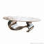 Table basse 49,2 "en faux marbre avec base en acier-2108755404