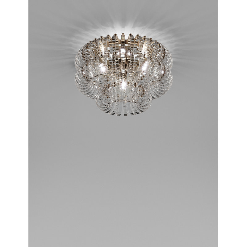 Ecos 3 - Light Flush Mount, Matte Bronze, Crystal Striped Glass