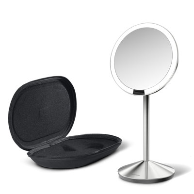 Simplehuman 5" Round Rechargeable Mini Travel Sensor Makeup Mirror, 10x Magnification