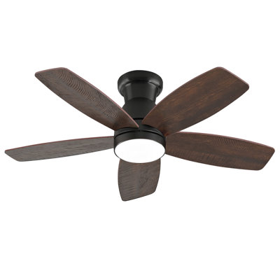 32-inch Low-Profile Ceiling Fan with Light and Remote Control, Dimmable Quiet DC Motor, for Bedroom Indoor Outdoor Use, Black