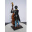 Statue de musicien jouant de son violoncelle en bronze - Taille: L 8 po x l 10 po x H 23 po.