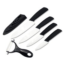 Daku Series 5-piece Ceramic Coated Stainless Steel Black Knife Set