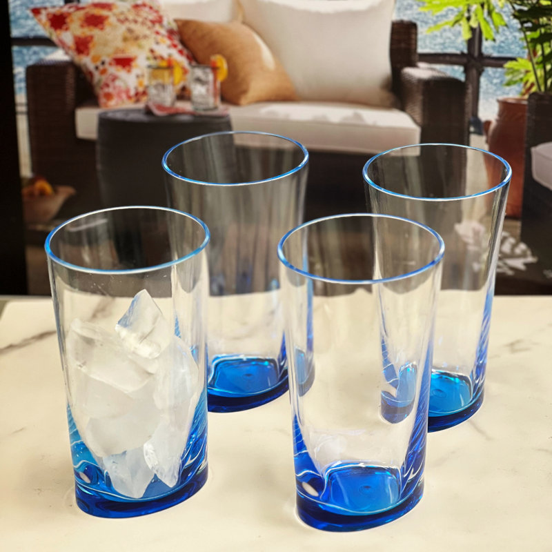 Ensemble de 4 verres à cocktail ovales en acrylique ovale Halo, verres à boire en plastique, verres à cocktail sans BPA, ensemble de verres, verres en plastique