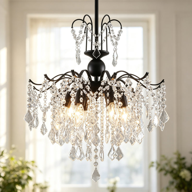 Luminaire suspendu moderne en cristal à 6 lumières de style chandelier à bougie 6 lumières pour salle à manger