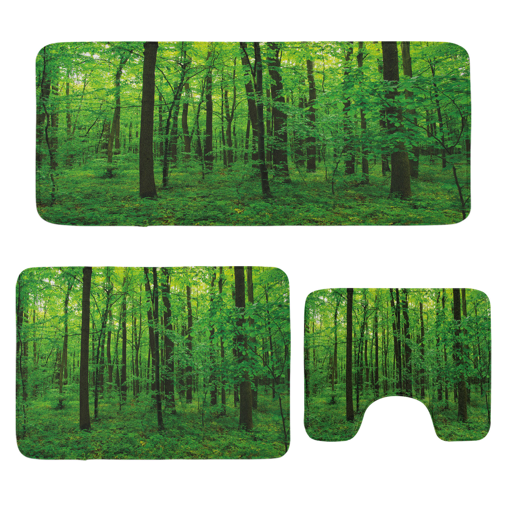 Astoria Grand Green Bathroom Rug Set 3 Pieces UShape & Rectangle Mats