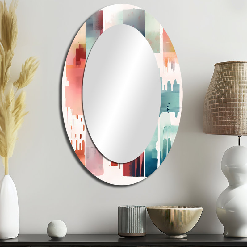 Miroir mural orange et bleu - Expressions artistiques orange IV, 36 po x 24 po