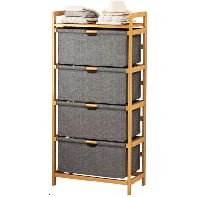 Tablette en bambou avec 4 tiroirs et rangement - Rangement pratique