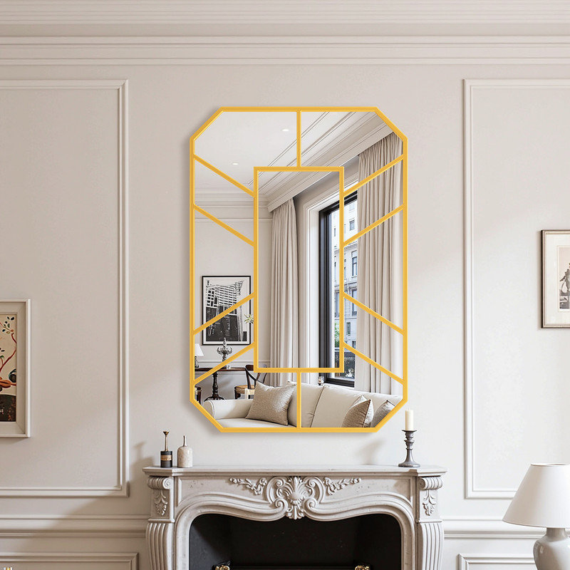 Rectangular right-angle wall mirror, gold  and  black , for Entrance Hall ,Living Room, Bedroom, Gold