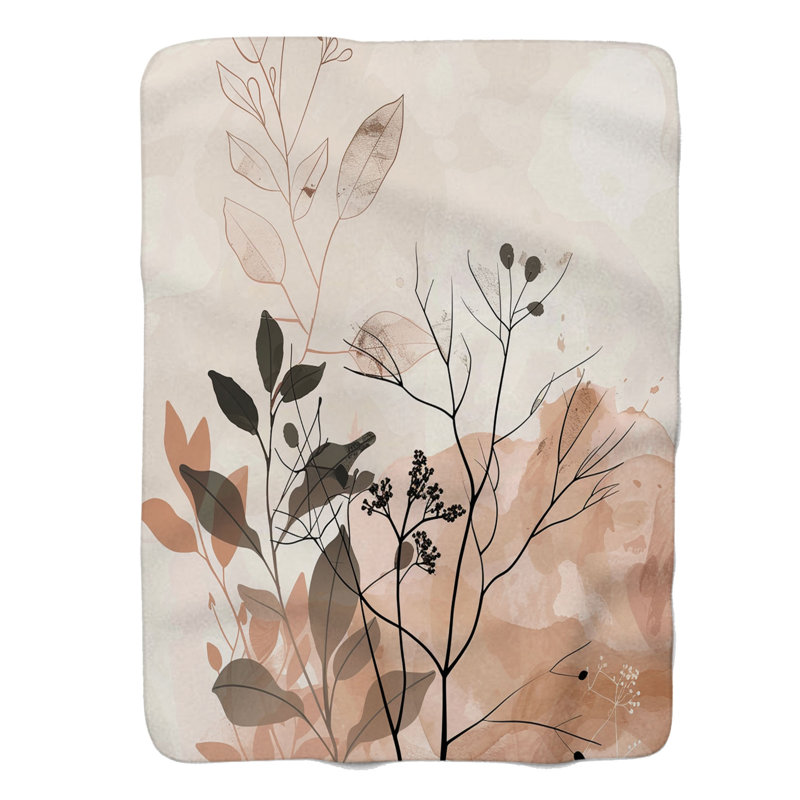 Couverture florale rose organique - 1 pièce Sherpa Premium, Grand lit