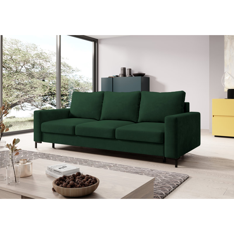Aleg 3 Seater Velvet Sofa, Green