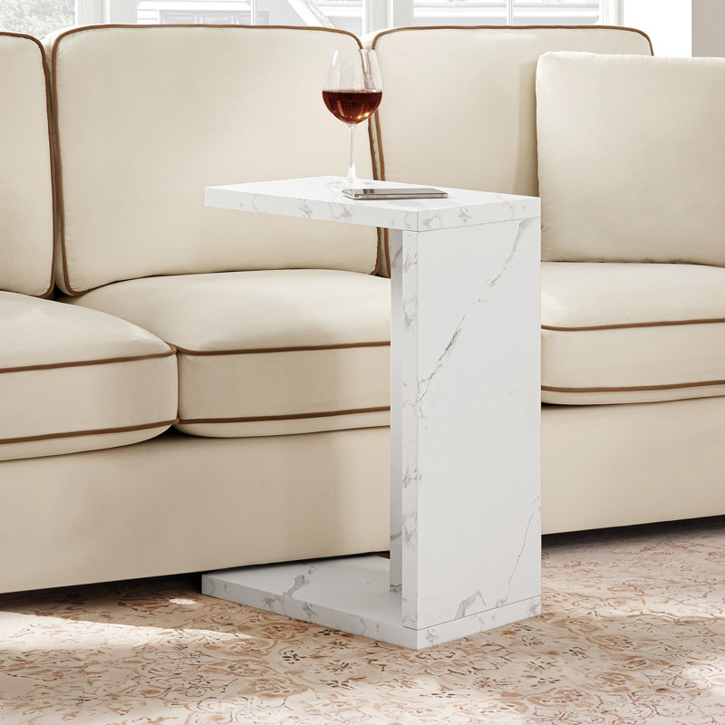 Table en C avec rangement Haught, Marbre blanc