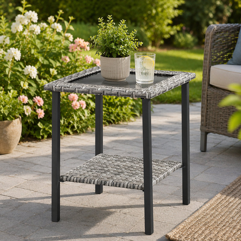 Table d'appoint d'extérieur en osier