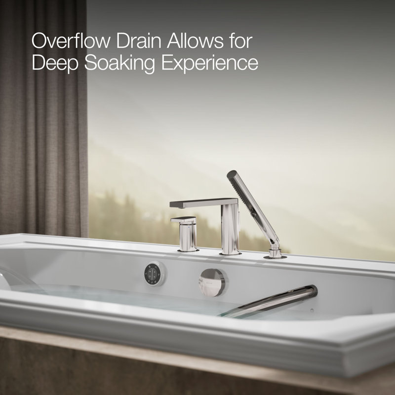 Memoirs 72" x 42" Drop In Combination Bathtub with Faucet, Light, Heater Included, White
