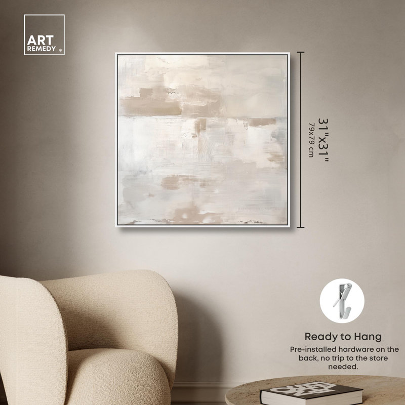 Arid Hues (I) Canvas Minimalist Abstracts by Art Remedy, 31" H x 31" W x 1.8" D, White Floater Framed
