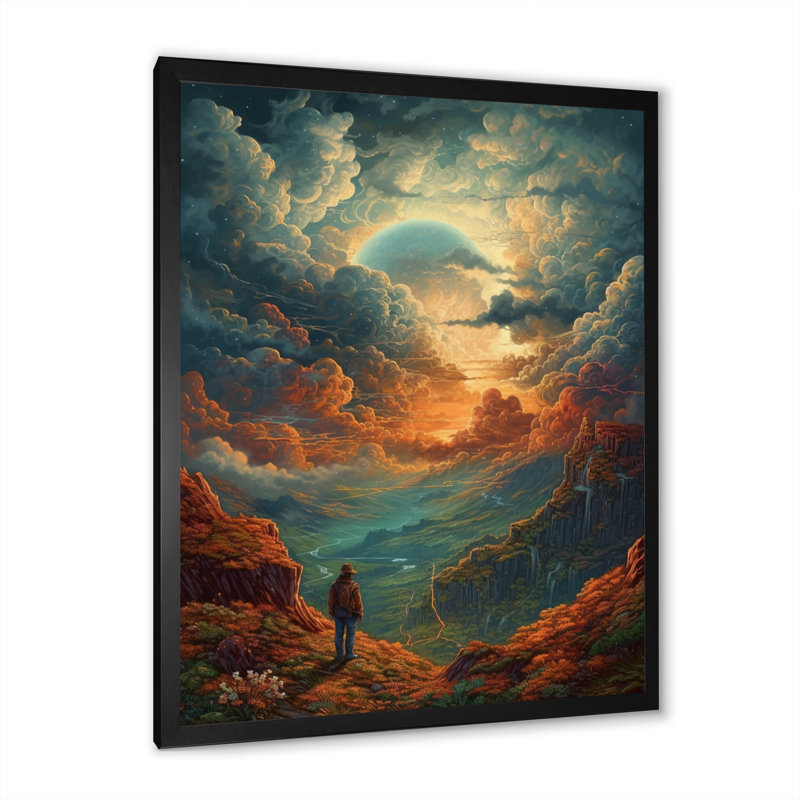 Thick Clouds Over The Valley II, reproduction d'art sur toile, H 20 po x l 12 po x P 1 po, Cadre photo noir