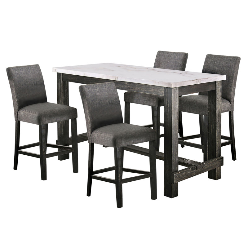 Kalb Wood 5-Piece Counter Height Dining Table Set, Grey