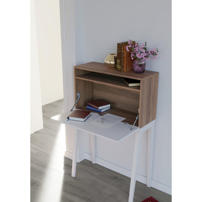 Wilcox Writing Desk, Walnut/White