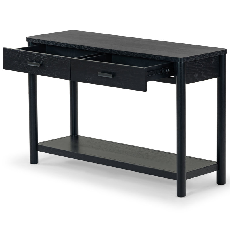 Jaylessa Black Wood and Metal Console Table with Storage
