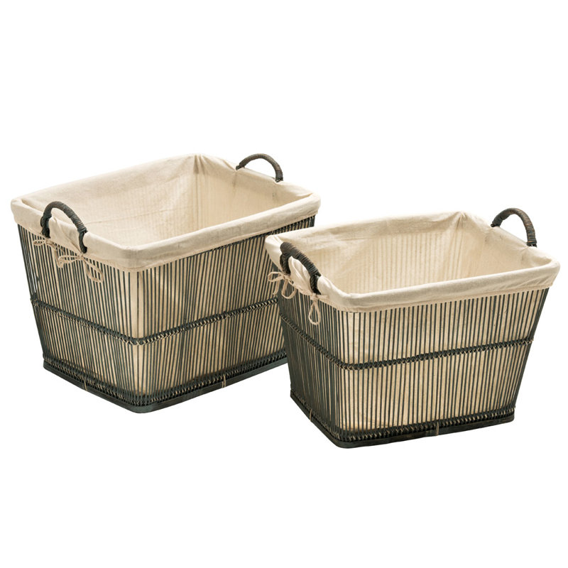 August Grove Mourcourt Solid Wood Decorative Basket, Grey