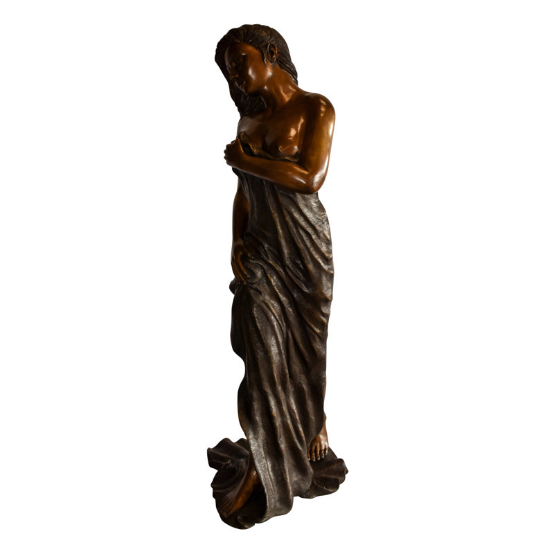 Statue abstraite et géométrique de belles femmes nues tenant une drapée en bronze 22 po x 18 po x H 49 po