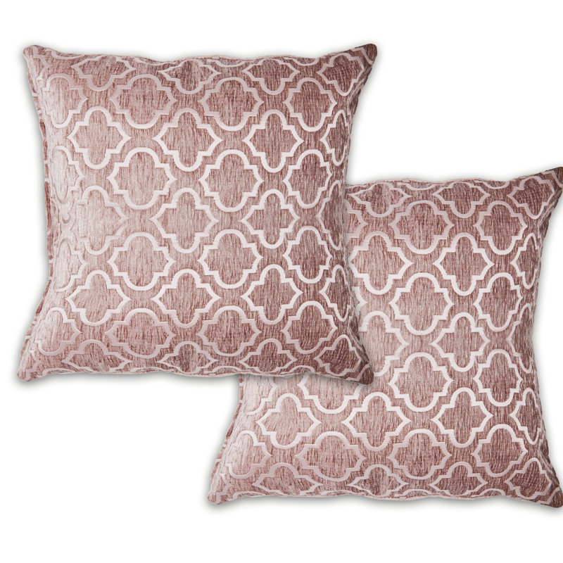 Yuliana Geometric Square Cushion Cover, Dusky Pink