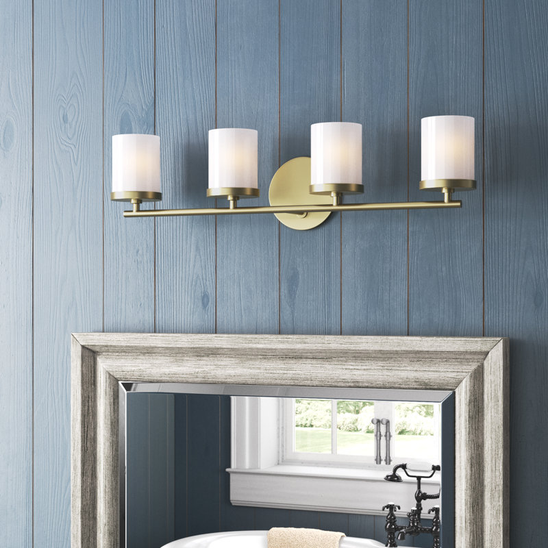 4 - Light Dimmable Vanity Light, Aged Brass