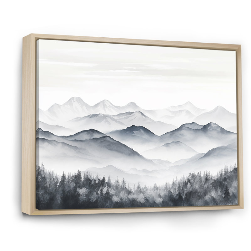 «Morning Fog Mountain Wonder», art mural montagnes, H 30 po x l 40 po x P 1,5 po, Cadre naturel flottant