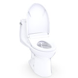 TOTO Ultramax WASHLET+ S5 One-Piece Elongated 1.28 GPF Universal Height Toilet with CEFIONTECT, Cotton White - MW6083446CEFG#01