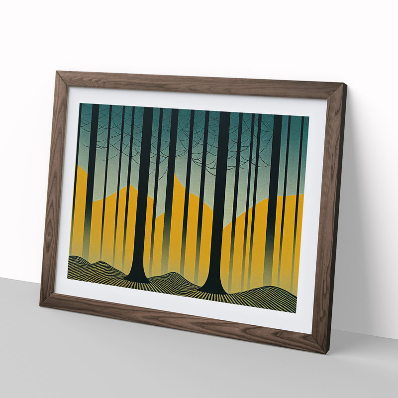 Forest Deco Vol.2 1 Piece Single Picture Frame Painting, 46cm H x 64cm W x 2cm D, Walnut