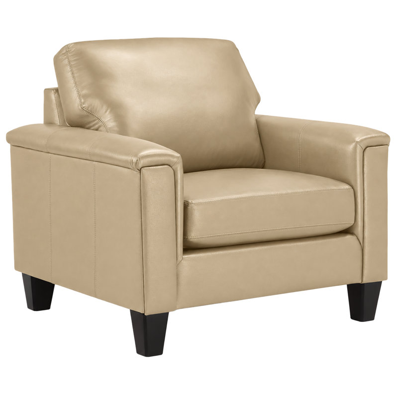 Fauteuil en cuir fleur 37 po Benson, Cuir véritable brun clair